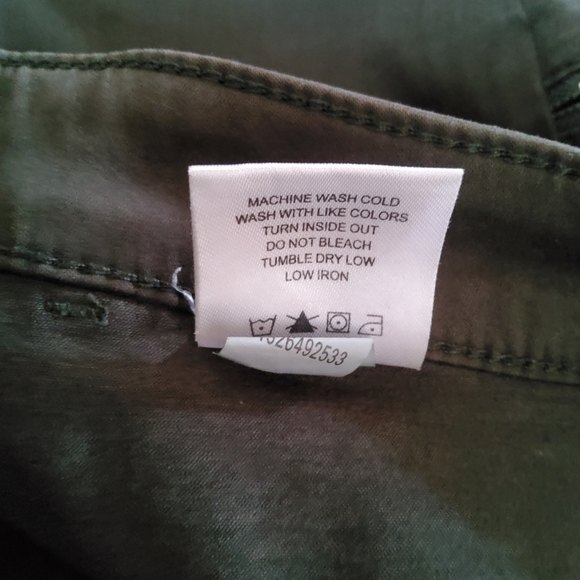 Denim Six Military Skinny Ankle Crop Pants Zipper Army Size 24W Olive Green New - Picture 7 of 7